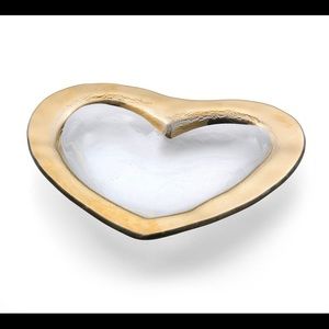 1995 Annieglass Gold Heart Shaped Bowl
